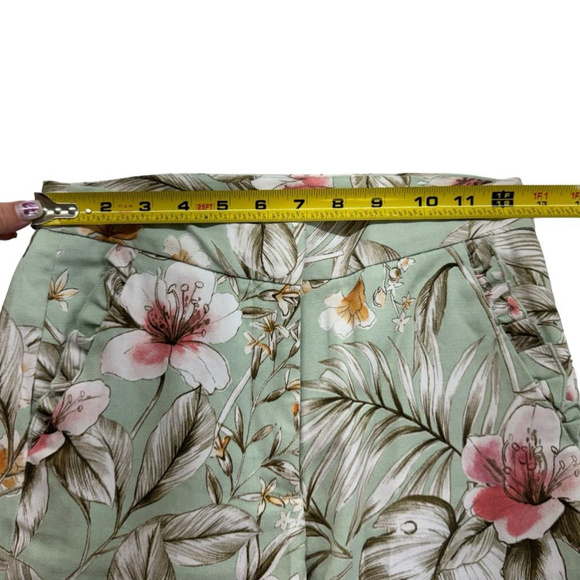 Women's Zara XS Green Floral Pants - Picture 3 of 8
